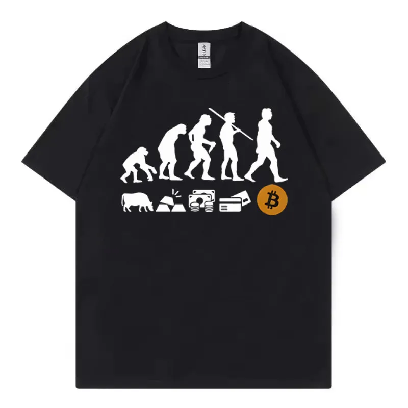 Musk Currency Evolution Same Bitcoin BTC Short Sleeve Tees Women T-Shirt Coin Circle Stir Fried Bitcoin Cotton Clothing Tops