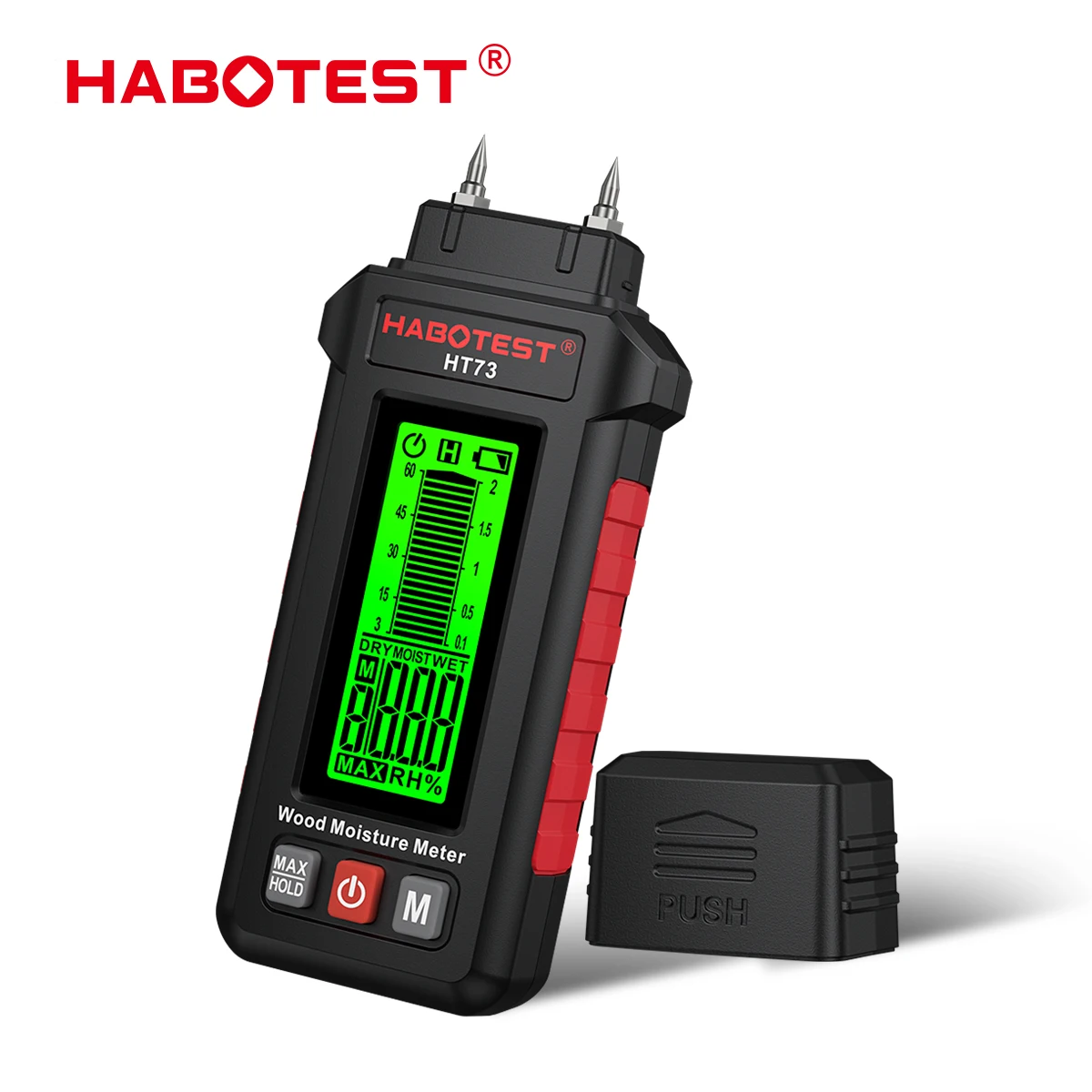 Professional HT73 Digital Wood Moisture Meter High Accuracy Pin Type for Firewood Lumber Building Materials Moisture Detector