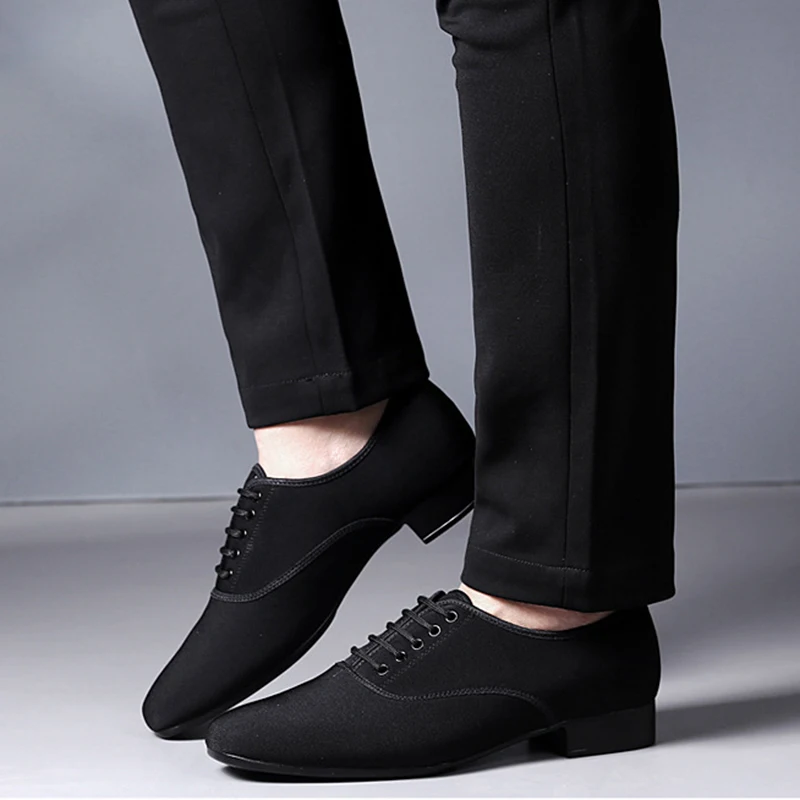 Ballroom Latin Dance Shoes Men Jazz Shoes Sneakers for Men Low Heel Professional or Practice Dancing Shoes Oxford Cloth