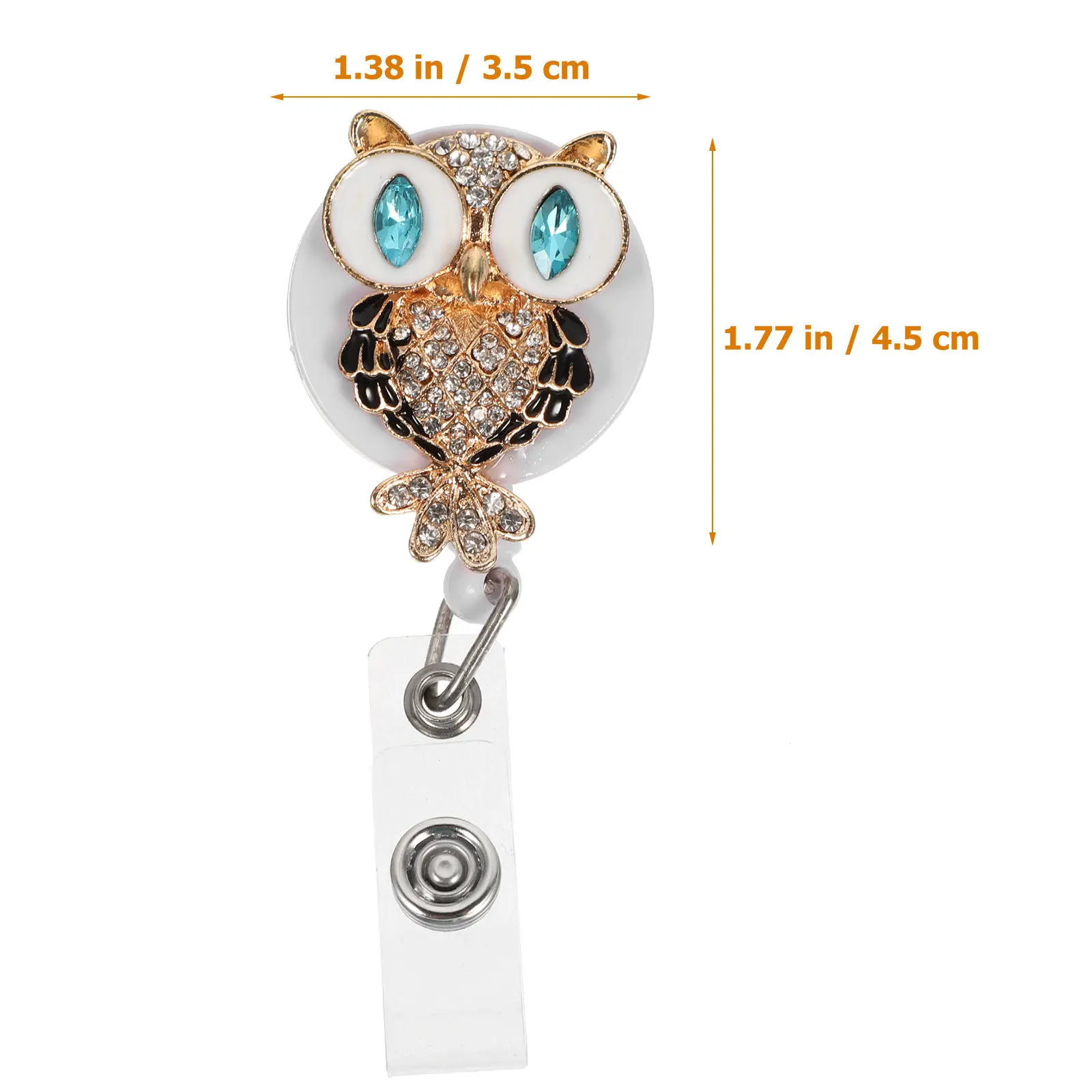 Metal Rhinestone Alligator Clip Badge Holder Retractable Rotating Nurse Id Card Reel for Teachers Nurses Security Workers