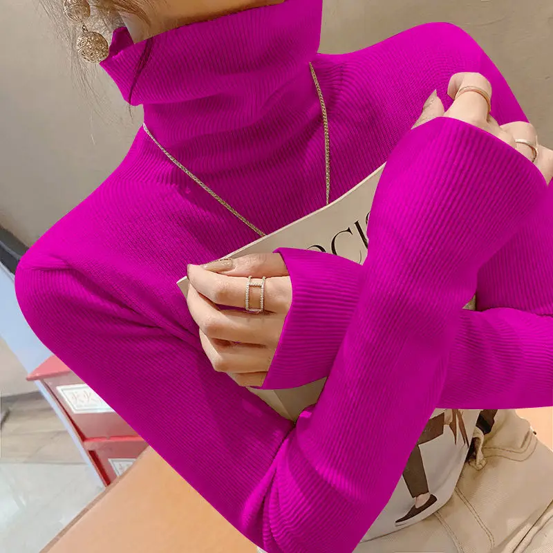 Fashion Turtleneck Solid Color All-match Sweater Women\'s Clothing 2022 Autumn New Oversized Casual Pullovers Loose Korean Tops