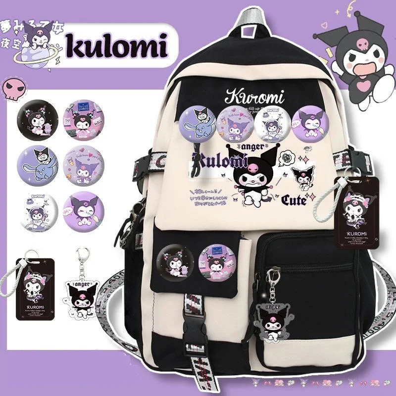 New Sanrio Kuromi Fashion Backpack Girl Harajuku Large Capacity Shoulder Bags Women School Students Bags Sanrio Cartoon Bag