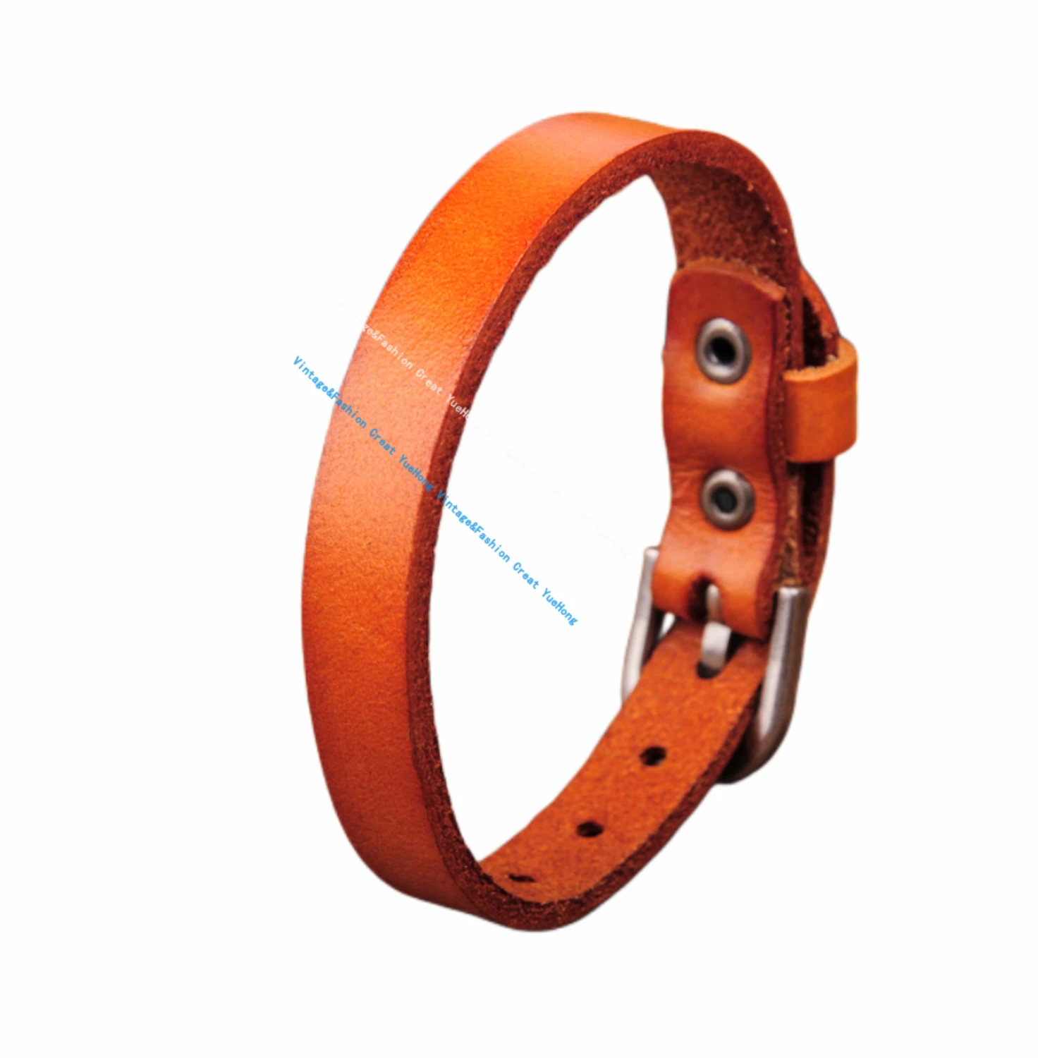 G458 Orange Simply Cool Biker Single Wrap Genuine Leather Bracelet Buckle Cuff Men\'s