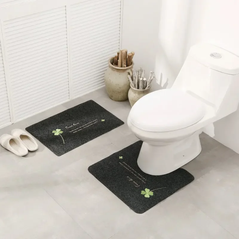 Anti-slip U Shaped Toilet Rugs Foot Pad 50*50cm Bathroom Bath Mat Washable Toilet Carpet WC Mat Shower Room Floor Rug Mat 1pc