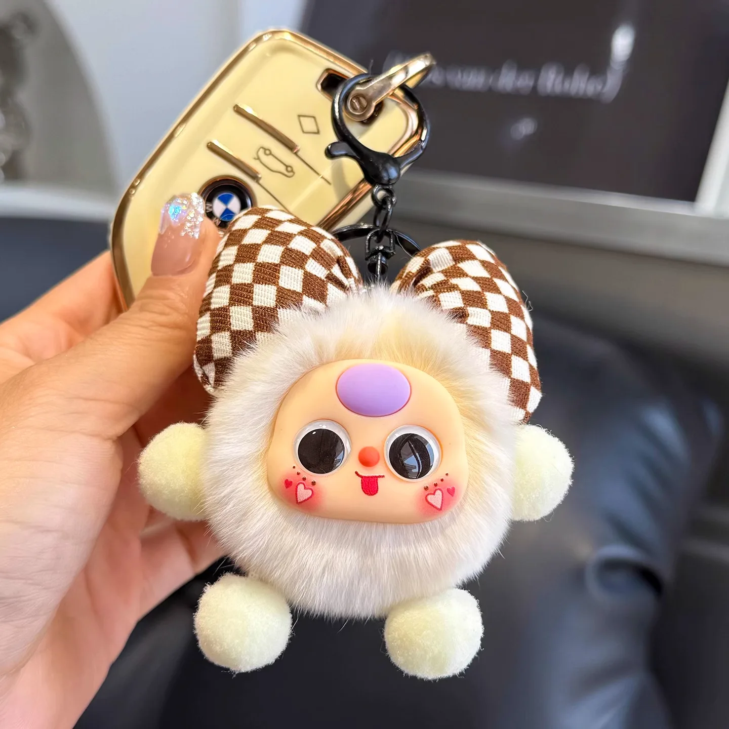 Faux Nertsen Boog Kolenwagen Sleutelhanger Hanger Prachtige Knuffel Cartoon Karakter Rugzak Accessoire