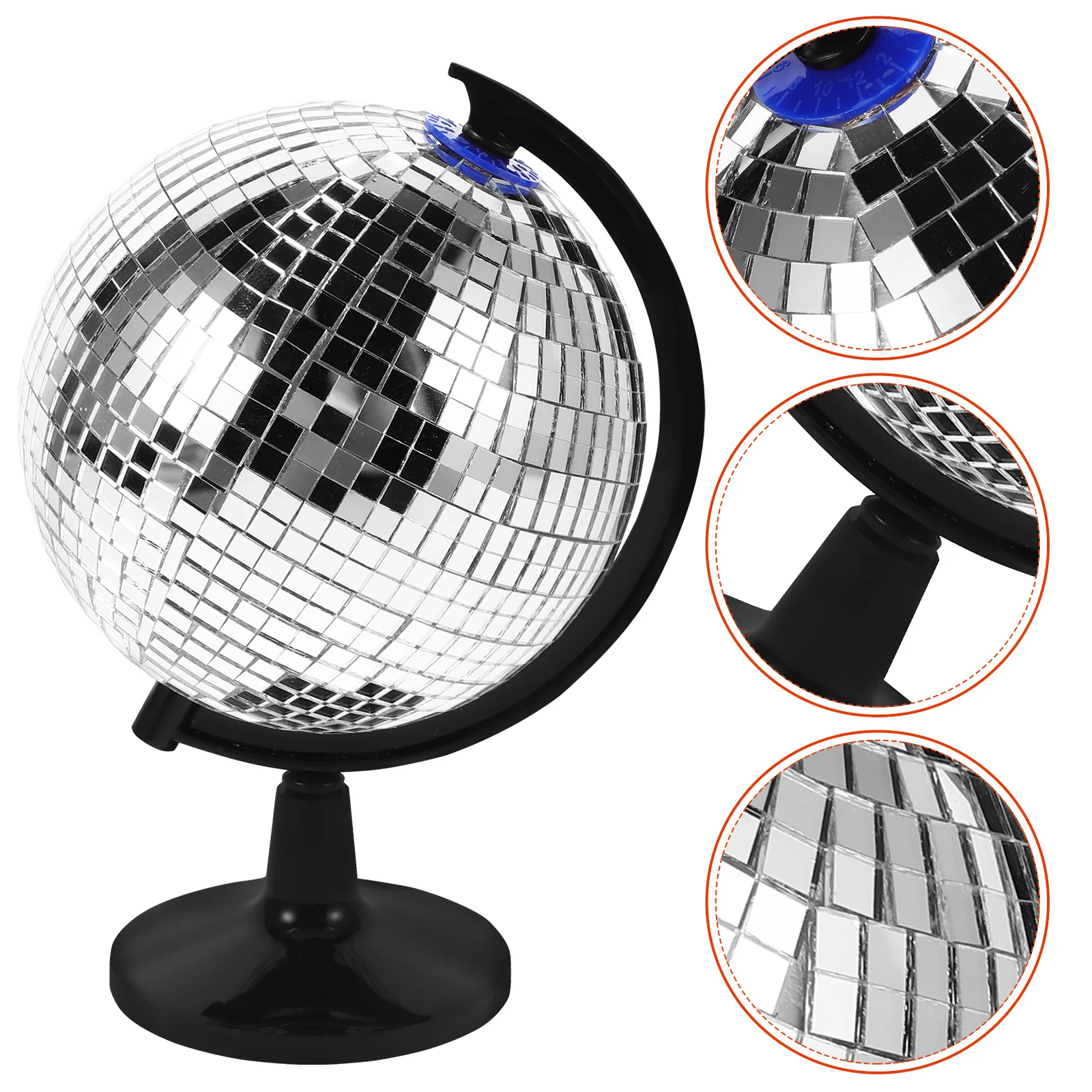 

Disco Globe Silver Decorative Earth Globe Rotatable Spinning Desk Decor Unique Office Accessories for Men Cool Retro Lighting