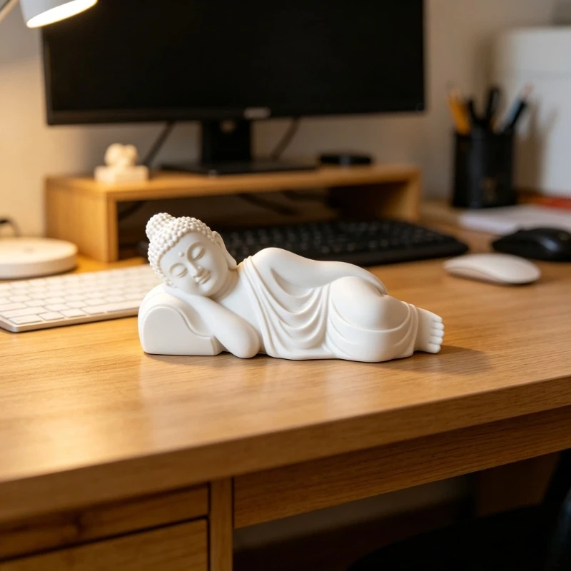 Zen Meditation Reclining Buddha Statue 3D Printed Meditation Sleeping Buddha Figurine Home Desktop Decor Spiritual Ornament Gift