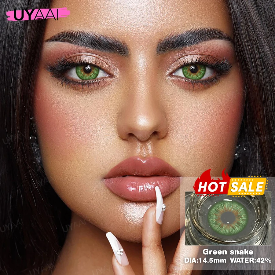 UYAAI Cosméticos de colores Lentes de contacto Mujeres Cosplay Belleza Alumnos de colores Lentes de contacto púrpuras Lentes de contacto azules lente verde