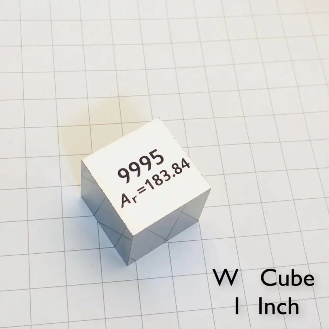 99.95% High Purity Tungsten Metal Mirror polished  Element Cube 25.4mm Metal Density Cubes Carved Element Periodic Table Cub