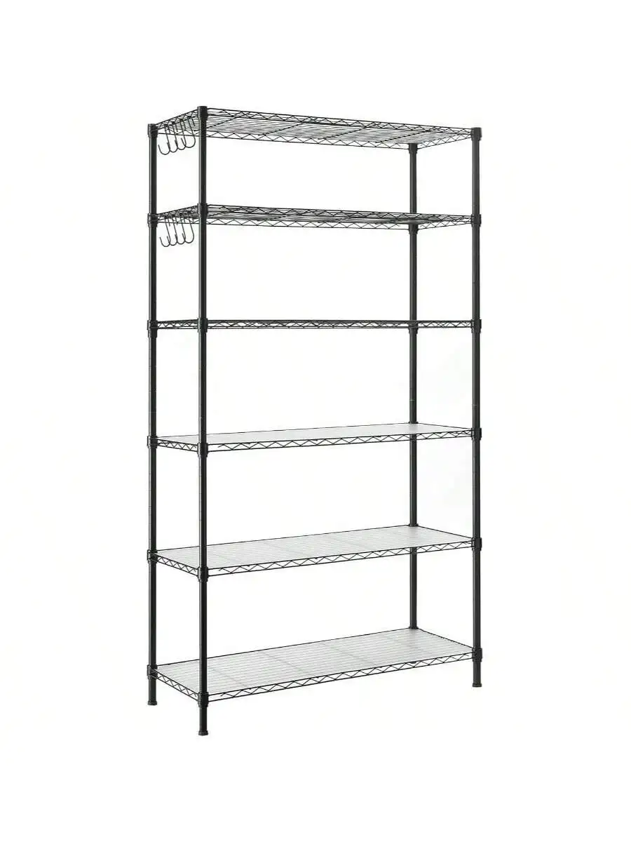 SONGMICS 6-Tier Storage Shelves, Wire Shelving Unit, Kitchen Metal Shelves, Storage Rack With Adjustable Shelves, Shelf Liner