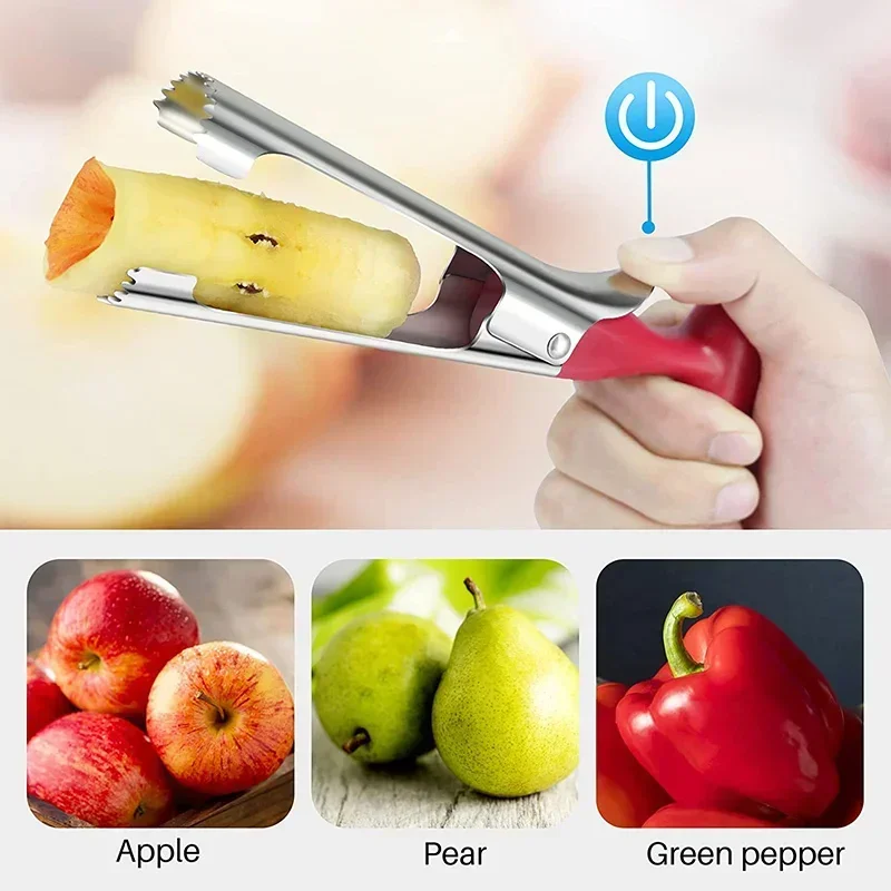 High-End Stainless Steel Fruit Core Remover - 2-in-1 Apple Pear Seeder with Sharp Slicing Knife, Essential Kitchen Gadget - view 6