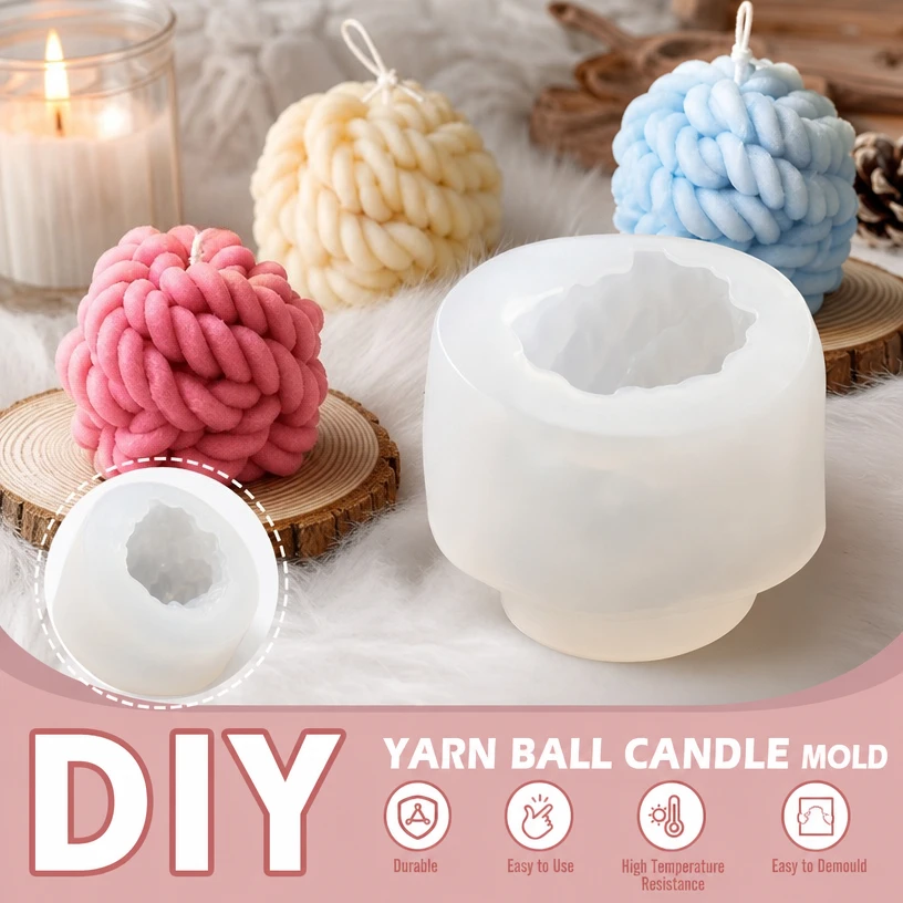 Candle Silicone Mold DIY Wool Ball Scented Candle Making Wax Mold Plaster Resin Ornament Craft Mold Home Decoration