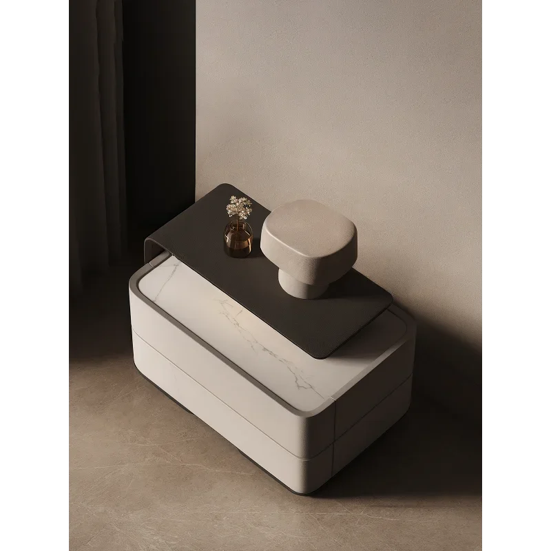 Minimalist bedside table Premium bedroom Master bedroom Modern light luxury Medium antique simple bedside table