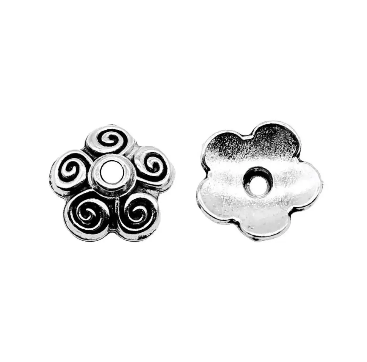 35 個 10*10 ミリメートル合金金属チベットシルバービーズキャップ DIY ジュエリー HW2795