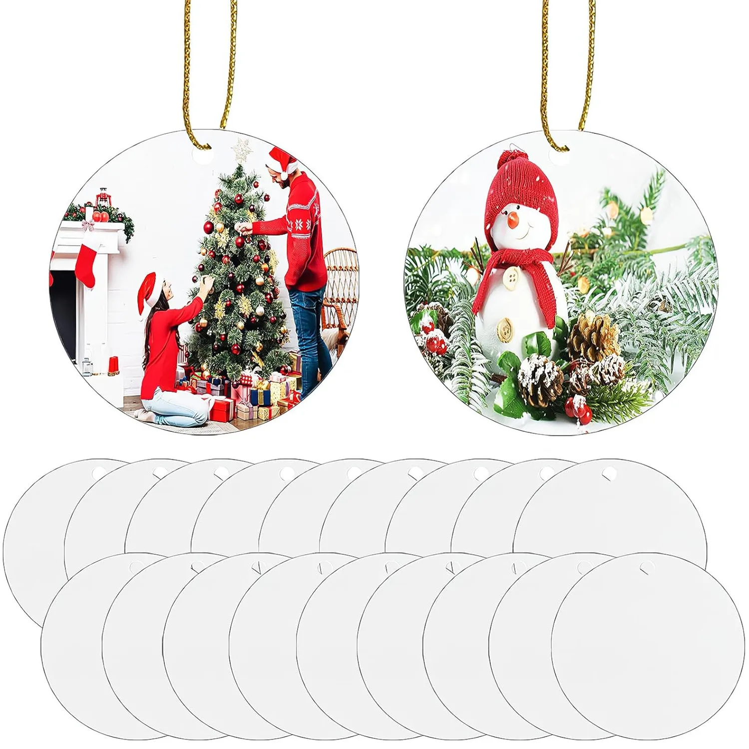 

Metal Sublimation Christmas Ornament Blanks for Christmas Tree Decor Round Bulk for Heat Press Printing DIY Handmade Crafts Supp