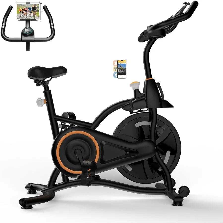 Bicicleta compacta de ciclismo de interior para entrenamientos en casa con sensor de pulso de agarre y funciones de ajuste continuo de resistencia Soporte para tableta a