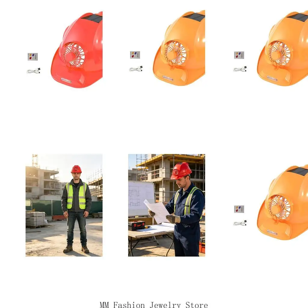 Solar Charging Work Helmet with LED Light for Construction Sites D0UB