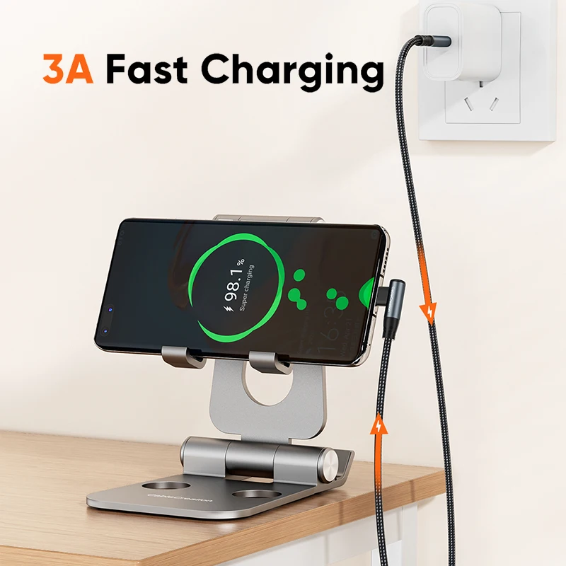 CableCreation USB C to USB C Cable 90 Angle,USB C Charger Cable 60W Double-Braided Jacket Cord Compatible with iPhone 15 Pro