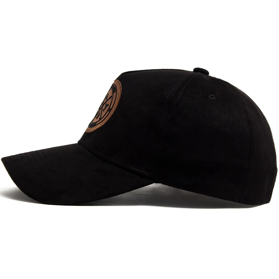 Fashion Circular Leather Label Suede Men\'s Baseball Cap Spring Autumn Hat For Visor Casual Women Snapback Hip Hop Caps Unisex