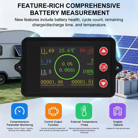 Universal Battery Tester DC8-100V Battery Detector Meter Visual LED Display RVs Battery Health Analyzer Power Supply Tester Tool