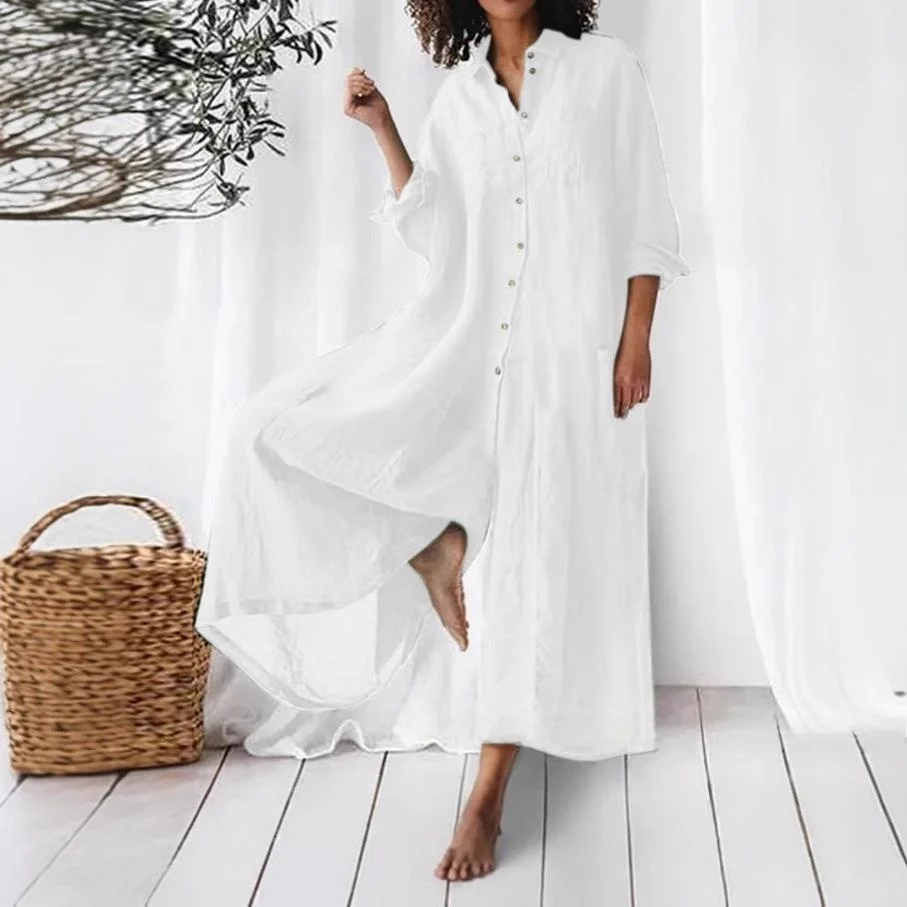 

Комбинезон из хлопка и льна средней длины, длинные изогнутые удобные брюки весеннего сезона, женские длинные брюки со средней талией