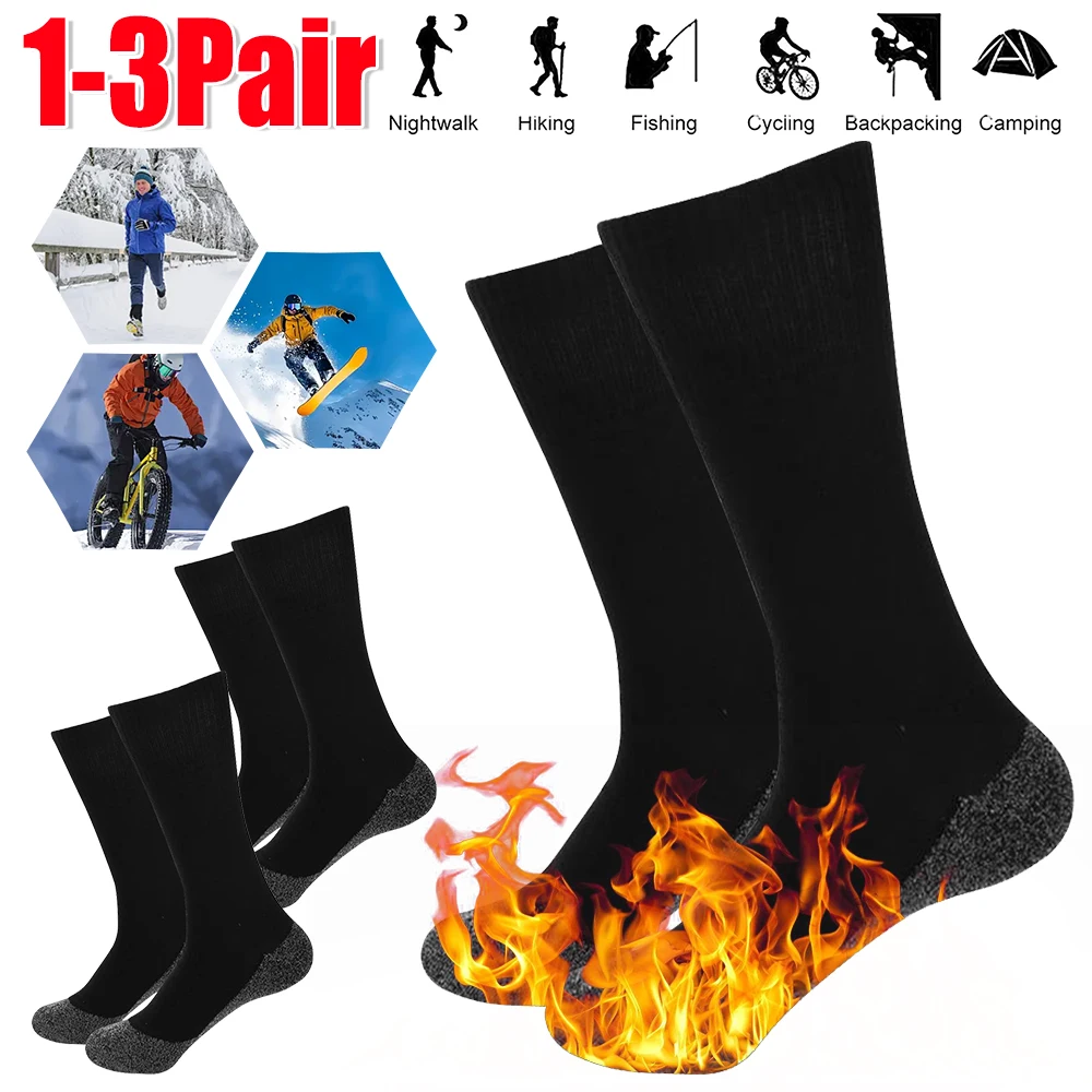 1–3 Paar warme Wintersocken für Unisex, thermostatische Socken, Kompressions-Sportstrümpfe für Winterlauf, Wandern