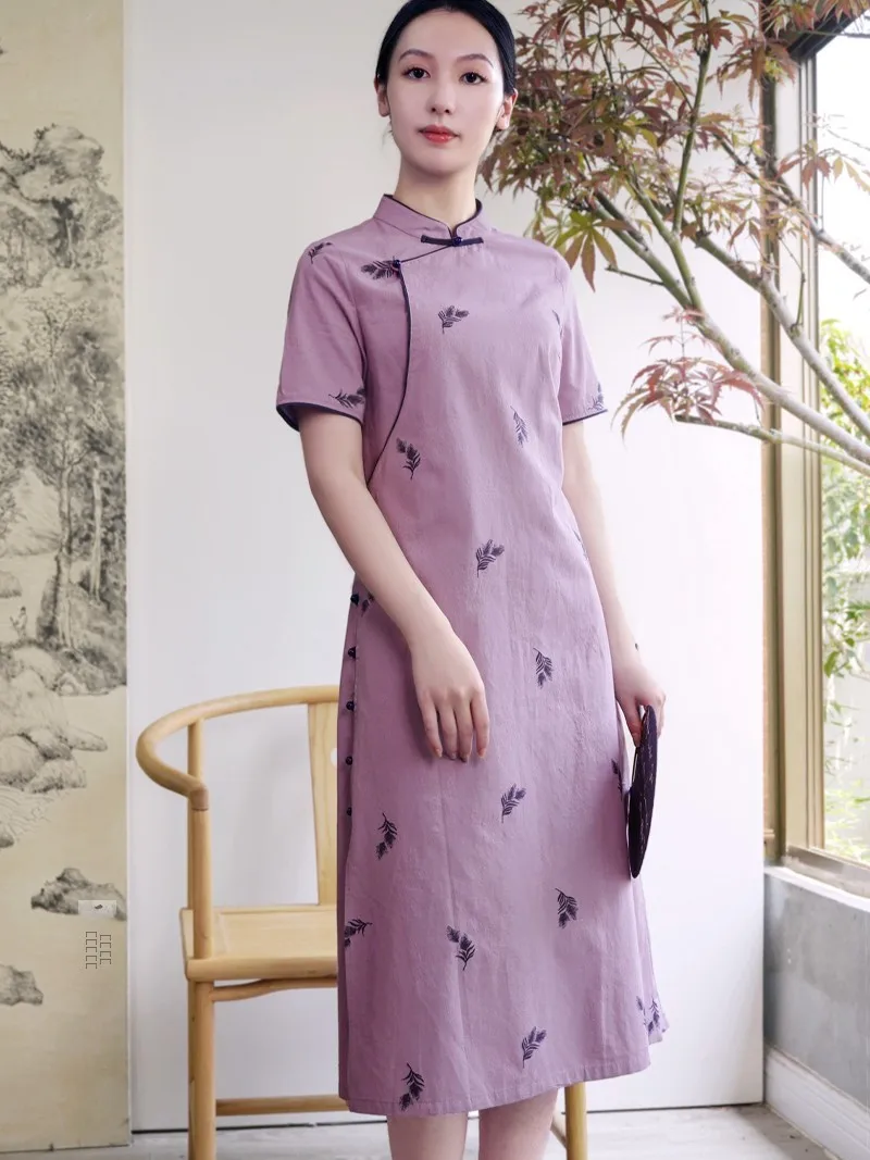 

Женская летняя элитная одежда в стиле Дзен, художественная, из хлопка и льна, в бодхистском стиле, для повседневной носки, для чаепитий, для женщин