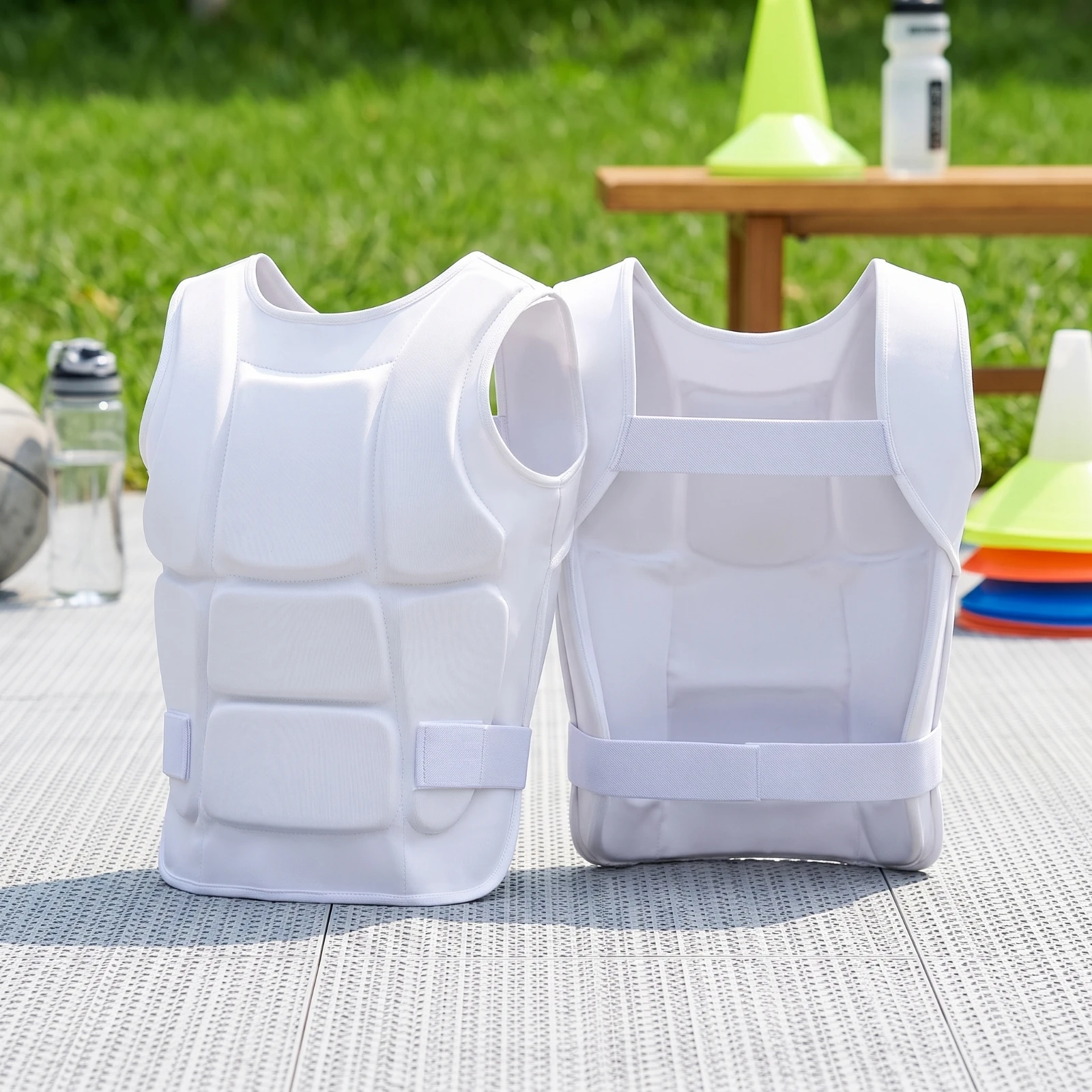 Combat Arts Chest Protector Padded Sparring Vest with Straps Chest Protector with Back Strap Sleeveless Safeguarding Gear Karate