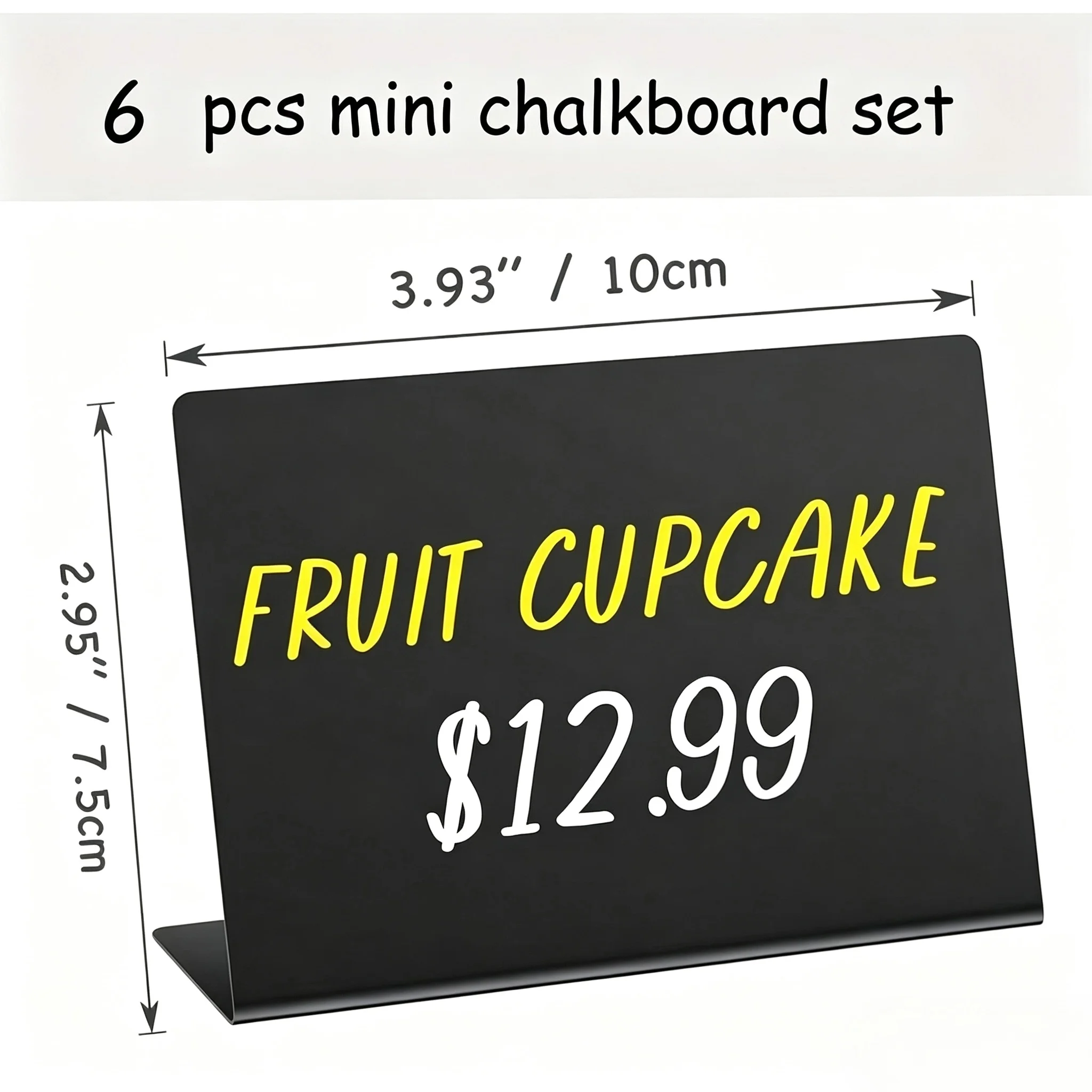 6Pcs L-Shaped Mini Blackboard Signs, Acrylic Buffet Food Labels, Small Black Display Stands, Message Markers for Wedding, Tent,