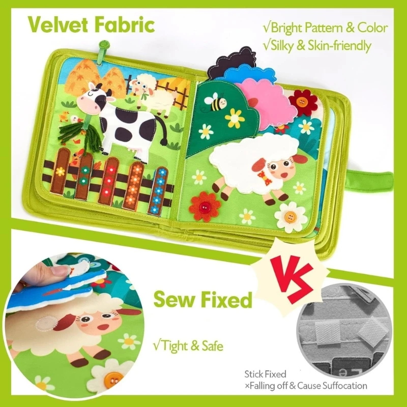 Buku Pembelajaran Awal Mainan untuk Baby Baby Baby Girl Cloth Book Book Book Book untuk Bermain dan Belajar Interaktif