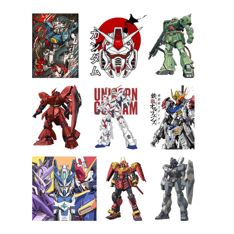 9 styles Mecha Warrior Robot poster Vinyl heat transfer sticker T-shirt jacket canvas bag DIY applique Iron on clothes washable