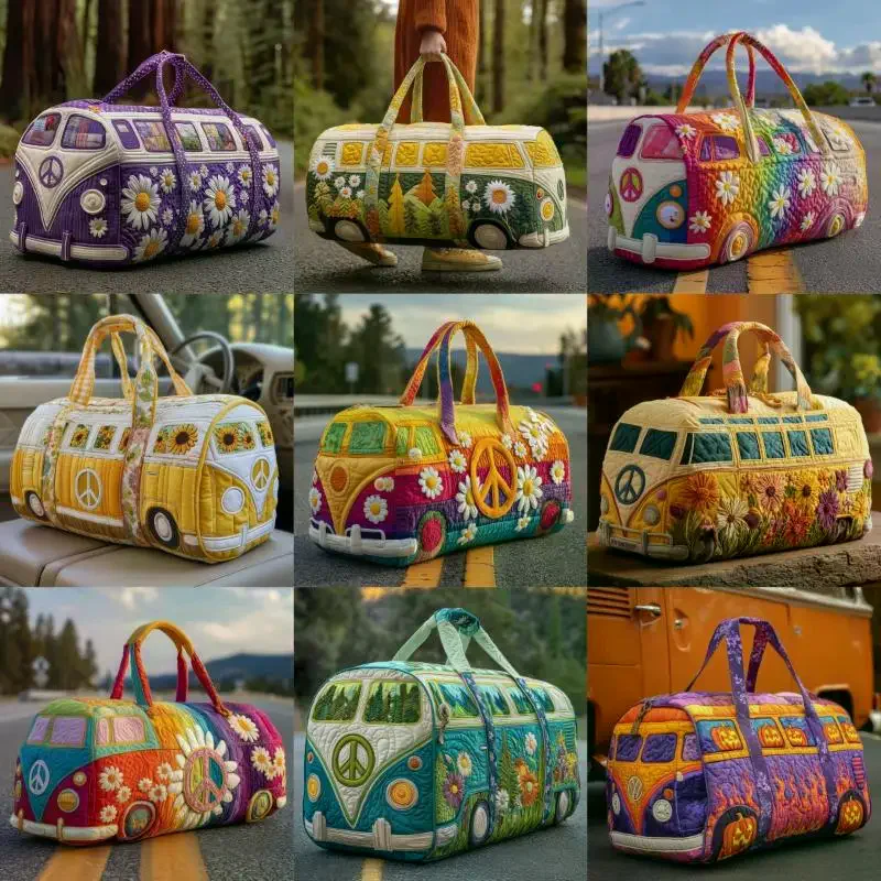 Women 3D Quilting Craft Travel Duffel Bag Fashion Sun Mountain Forest Embroidery Handbag Outdoor Camping Tote Bags Fitness Pack view 5