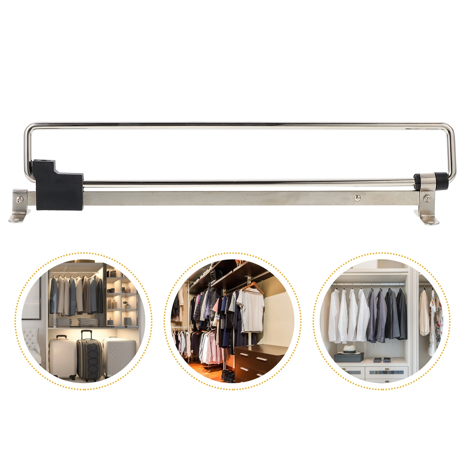 

Telescopic Clothes Rack 45CM Silver Expandable Wardrobe Organizer Storage Bathroom Storage Rack Simple