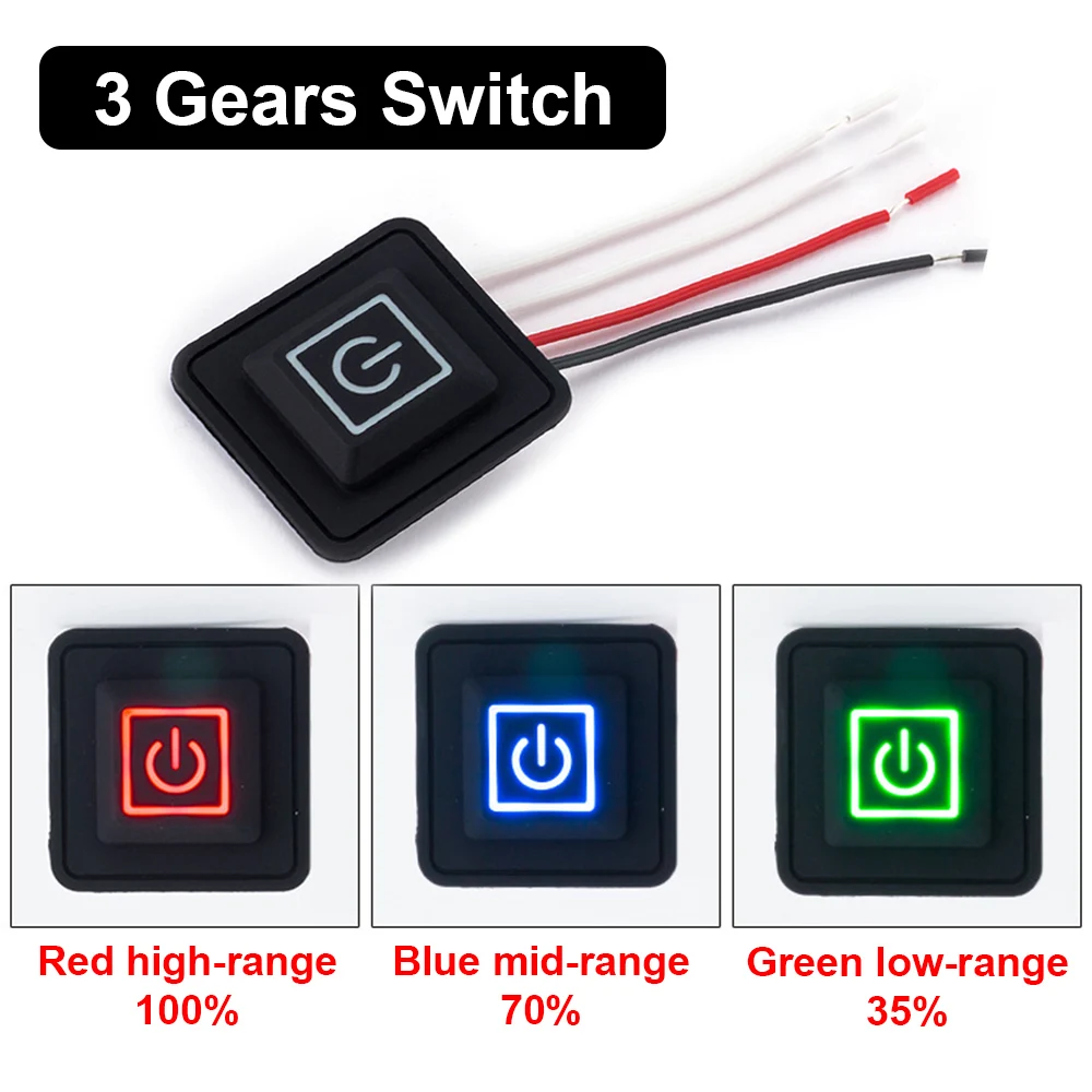 3.7V~ 12V Universal Button Switch 3 speed Button Switch Heated Vest Pants Electirc Heating Waistband DIY Temperature Controller