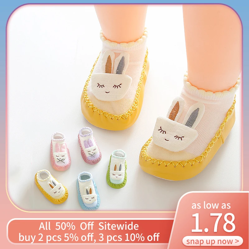 

Cartoon Anti Slip Soft Soles Baby Walking Socks Spring Summer Early Education Kids Footwear Cute Animal Children Floor Sock 0-3Y