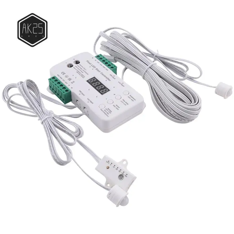 

AK25-Motion Sensor LED Stair Pixel Lights Controller RGB LED Controller With Daylight Sensor Stair Lighting Controller Durable