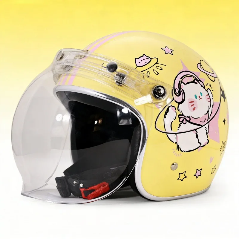 Retro Vintage Small Shell 3/4 Open Face Motorcycle Helmet Unisex Spring Summer For Electric Bike Capacete Casco