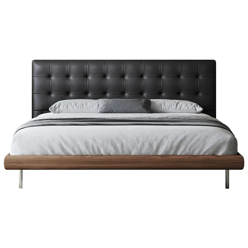 

Leather master bedroom flush edge waffle bed minimalist storage 1.8 meters