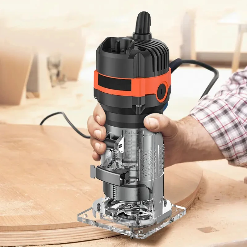 1500W Hand Wood Router Woodworking Electric Trimmer 220v for 6.35mm 30000rpm Milling Cutter Machine Power Tool