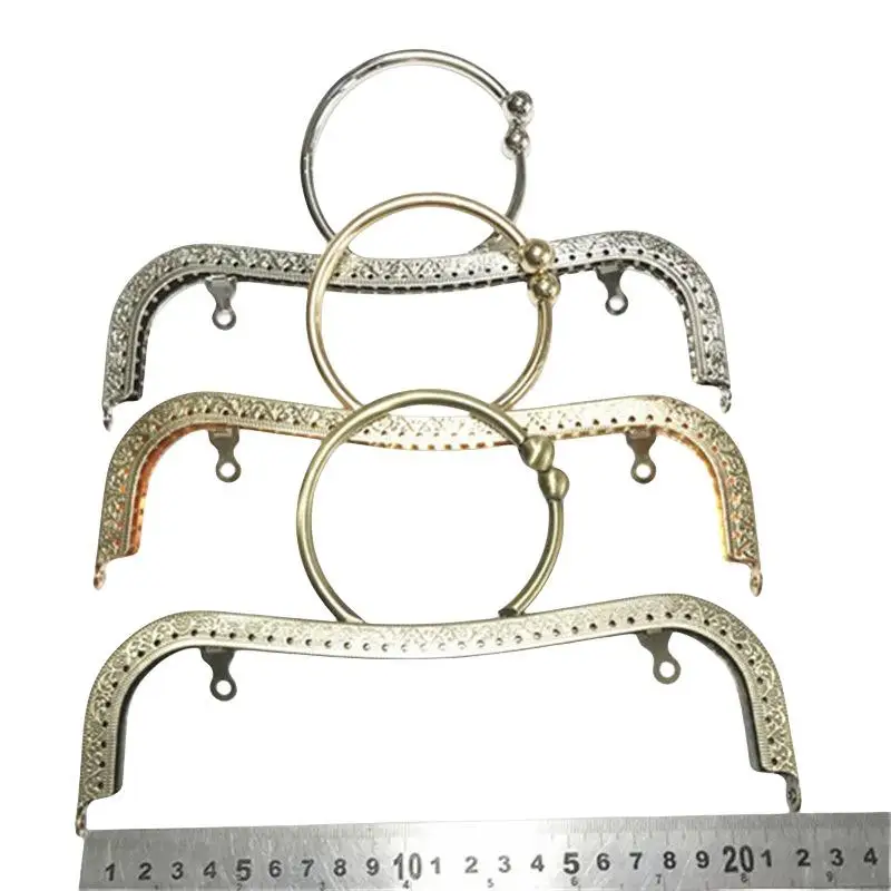 New 1Pcs Bag Accessory 22cm Metal Purse Frame Kiss Clasp Lock Ring Handle M Shape For DIY Bag Handle