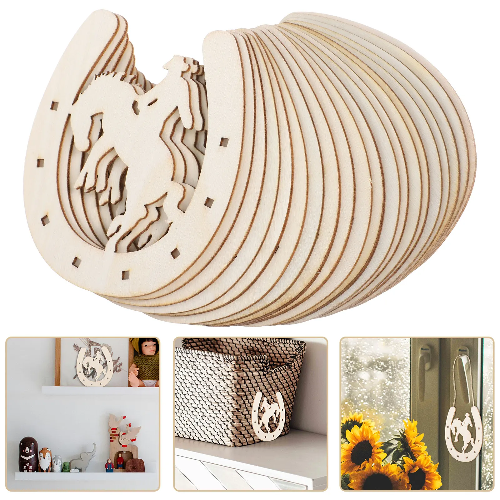 Art Craft Horse - 20pcs Wooden Horseshoe Cutouts Unfinished Diy
