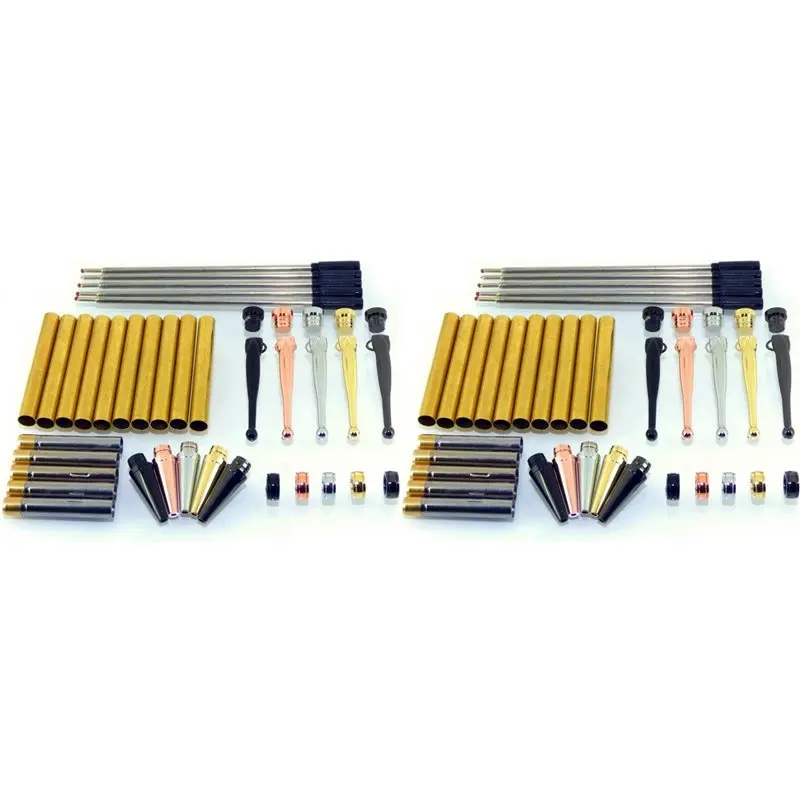 NEW-Crafts Woodturning Fancy Slimline Pen Kit Set of 10 Mixed Colours, Twist Mechanism