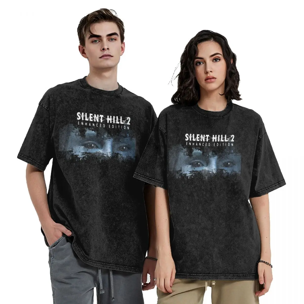Harajuku Cotton Tshirt Men Short Sleeve Tees Silent Hill 2 Summer Cotton Loose Washed Tops T-Shirt Oversized Tee Shirt
