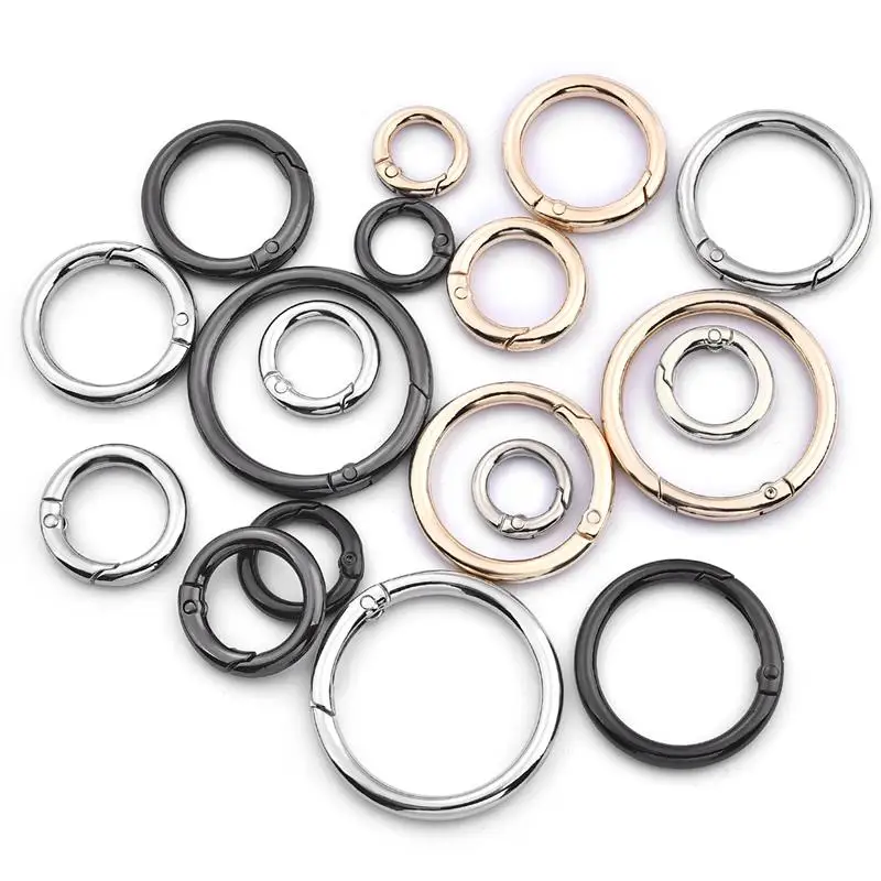 5pcs/lot Metal O Ring Spring Clasps Gold Color Openable Round Carabiner Hook Buckle For DIY Bags Chain Keyring Jewelry Making