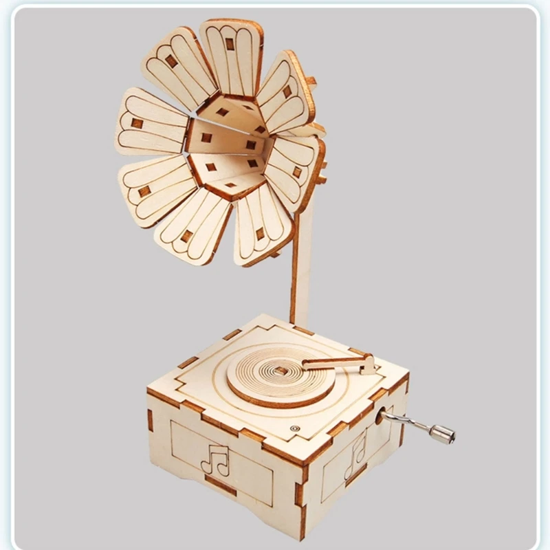 96BA Holz-Grammophon-Puzzlemodell für Hobby-Ausstellungs- und Lernbereiche – Detail 1