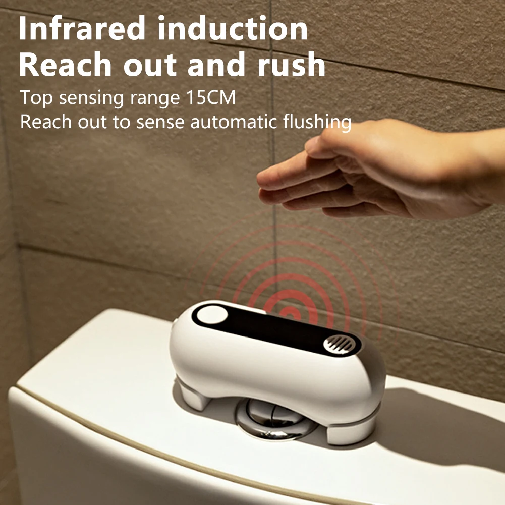 Automatic Toilet Flush Button IPX5 Waterproof Toilet Flush Kit 2000mAh Toilet Flusher Remove Odor Easy Installation for Bathroom