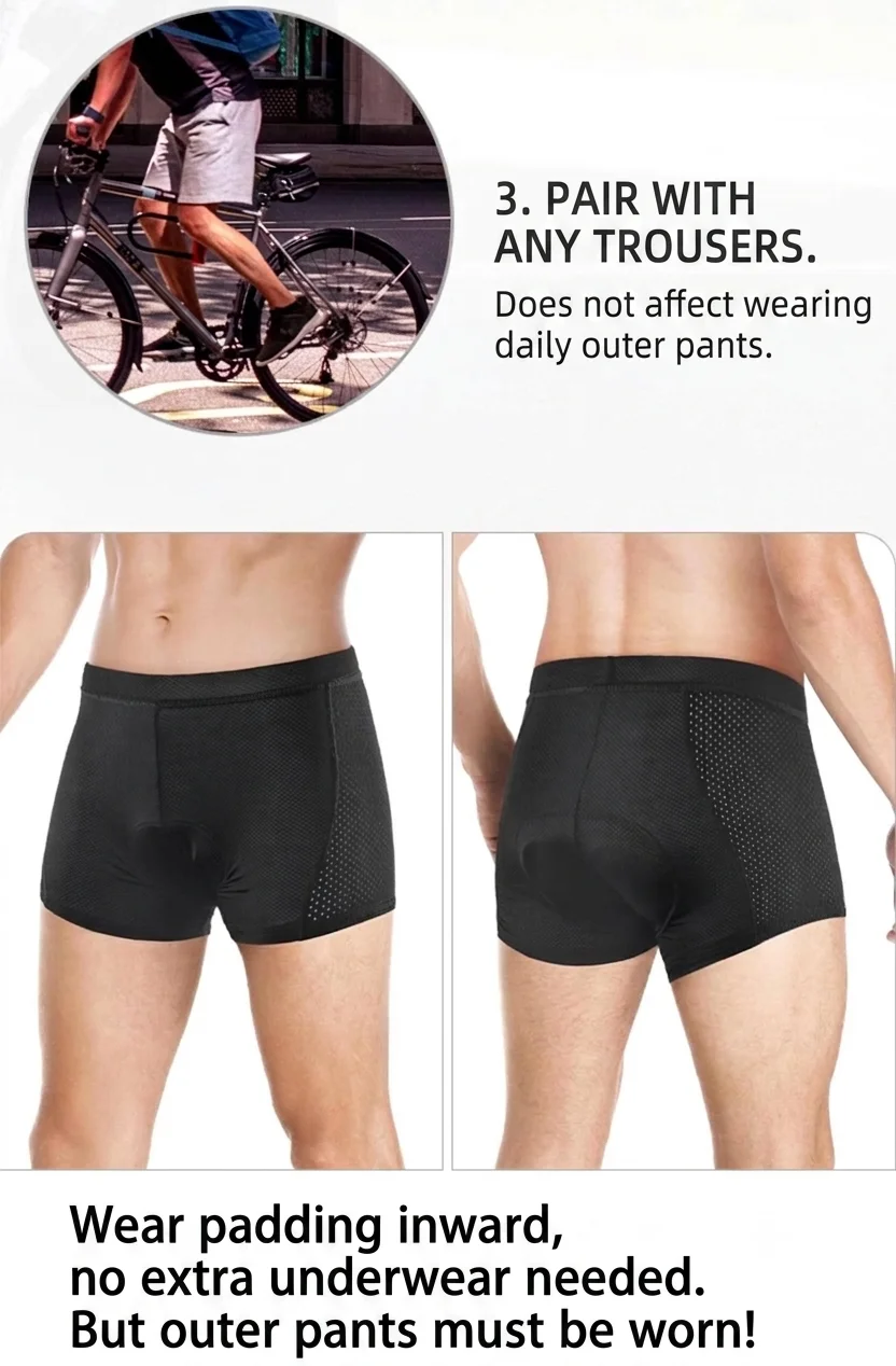 Direktverkauf ab Werk: Gepolsterte Fahrradshorts für Männer und Frauen, atmungsaktive 3D-Gel stoßfeste Fahrradunterhose, MTB-Straßenshorts auf Lager. – Detail 13
