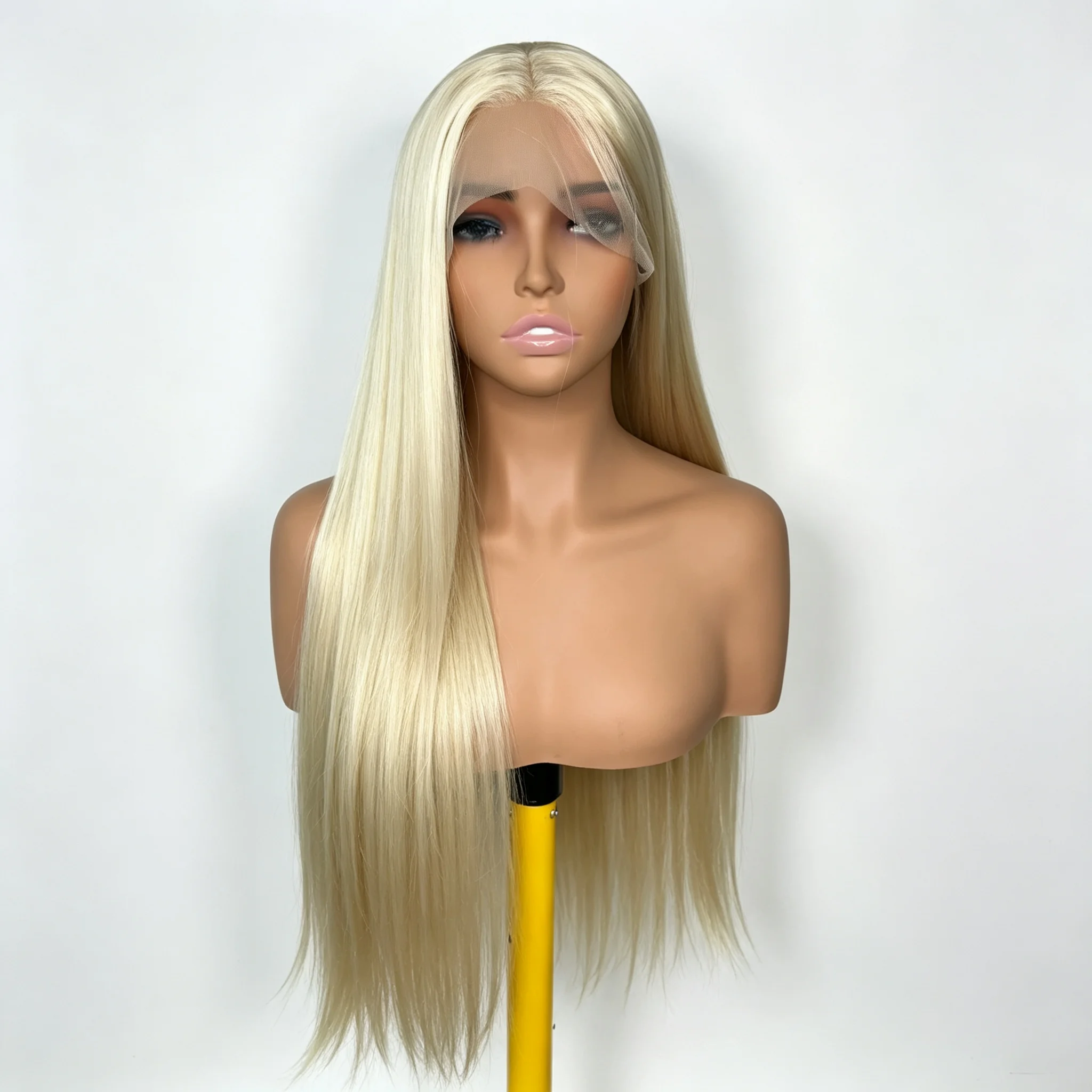 13x4 Lace Front Wig, 24in Platinum Blonde, 200% Density, Protein Fiber, Heat Resistant, For Women Daily Cosplay