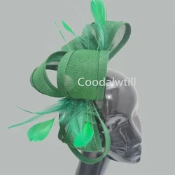Green Fascinator Hair Clip Women Wedding Formal Feather Fascinators Hats Hair Accessories Ladies Party Tea Headwear Headband
