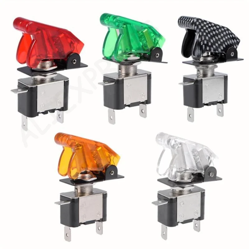 NewToggle Switch With Safety Cover SPST On Off Toggle Switch For Car Truck Boat Racing Vehicle Dashboard Control